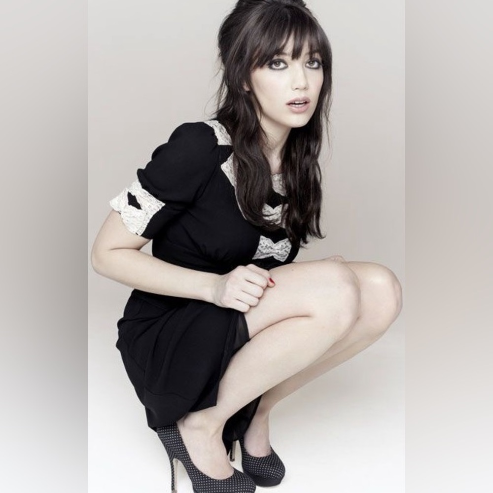 RARE Pearl Lowe British Tea Antique lace black bow dress 👗 Daisy 🌼